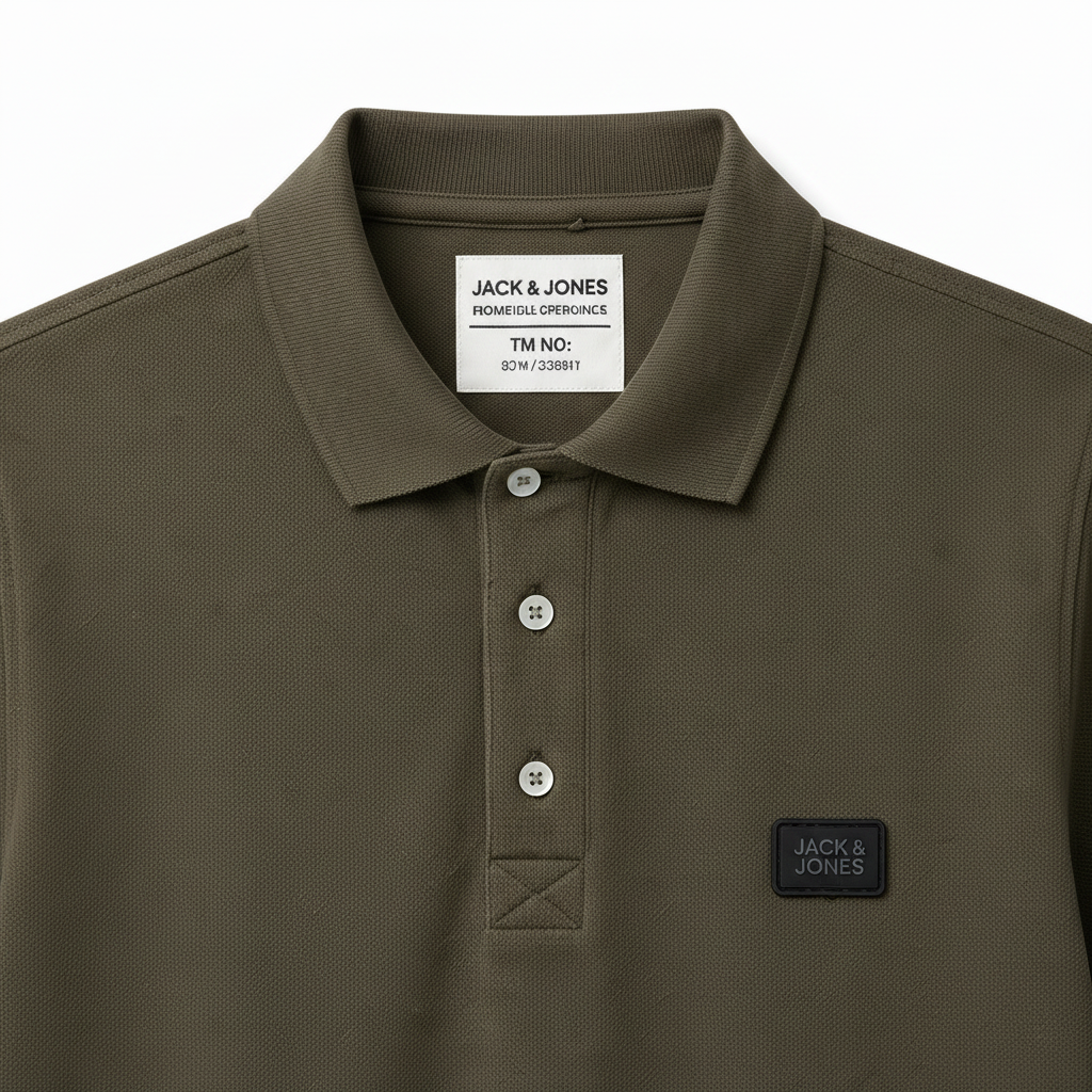 Jack & Jones Green Polo Shirt - Logo Badge Close-up