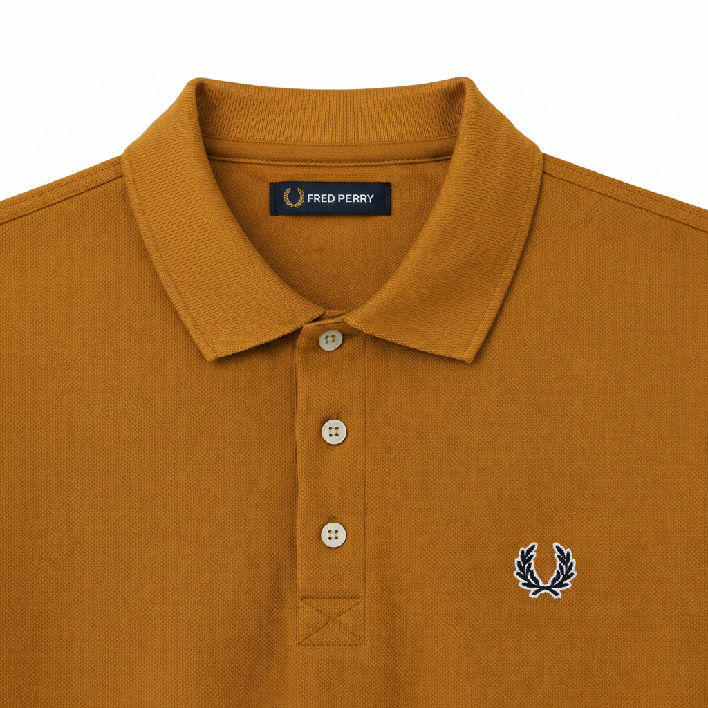 Fred Perry Mustard Polo - Collar & Tag Close-up