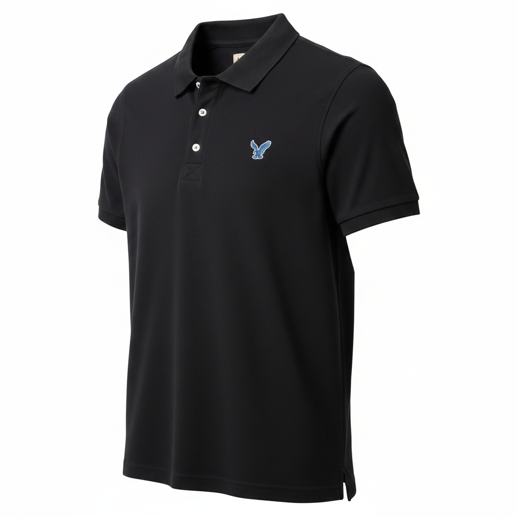 American Eagle Black Polo Shirt - Side View